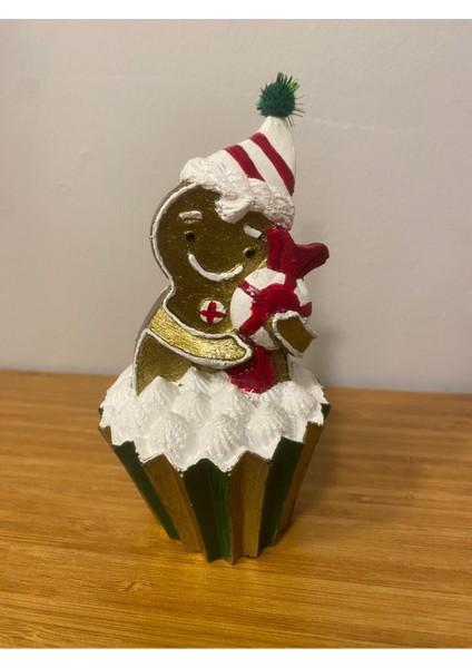 Kırmızı Yılbaşı Kurabiye Adam Cupcake Için Mini Boy 15 Cm, Tatlı Süsleyici