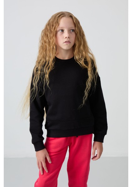 Oversize 3lü Paket Siyah-Gül Kurusu-Açık Mavi Kız Çocuk sweatshirt - 75150 fiyatları