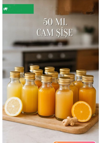 12 Adet Şeffaf Cam Shot Şişesi Sızdırmaz Gold Metal Kapaklı Koku Süs Çok Amaçlı Şişe 50ML