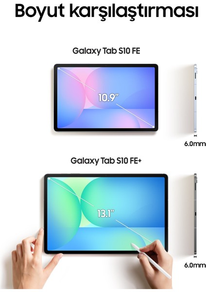Galaxy Tab S10 Fe Suya Dayanıklı S-Pen Destekli Yüksek Performanslı Tablet - Gri + 128GB Hafıza Kartı Hediyeli