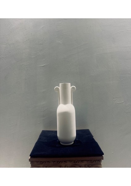 Modern Ikiz Kulplu Seramik Vazo – 28X14 cm Dekoratif ve Sanatsal Ev Aksesuarı