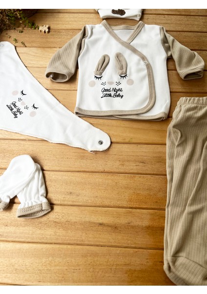 Turp 5'li Good Night Yazılı Kulaklı Unisex Hastane Çıkışı-Bej modelleri