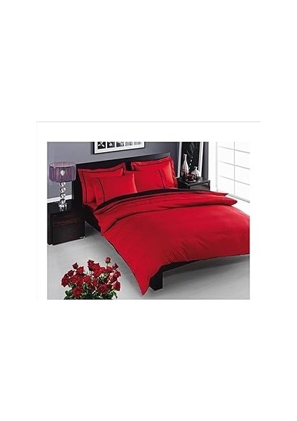 Taç Delux Prestige Düz %100 Pamuk Nevresim Takımı, Kırmızı, Çift Kişilik