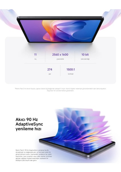 Redmi Pad Se 11" 90Hz Akıcı Ekran Dolby Atmos Ses 8gb 256GB Tablet - Gri + 128GB Hafıza Kartı Hediyeli