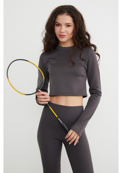 Basic Bisiklet Yaka Parmak Geçmeli Crop Bluz fiyatları