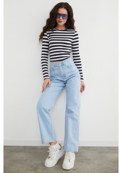 Yüksek Bel Fermuarlı Palazzo Jean