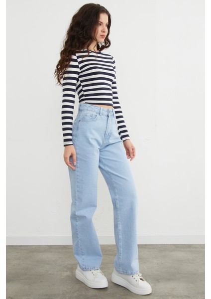 Yüksek Bel Fermuarlı Palazzo Jean fırsatları