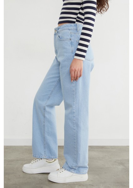 Yüksek Bel Fermuarlı Palazzo Jean