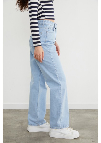 Yüksek Bel Fermuarlı Palazzo Jean