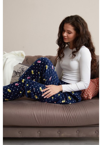 Çiçek Baskılı Kadife Pijama Altı fiyatları