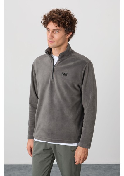 Standart Kalıp Dik Yaka 2li Paket Koyu Gri-Parlament Erkek Polar Sweatshirt - 88310 modelleri