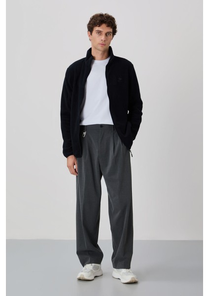 Standart Kalıp Dik Yaka 2li Paket Lacivert-Gri Melanj Erkek Polar Sweatshirt - 87992 modelleri