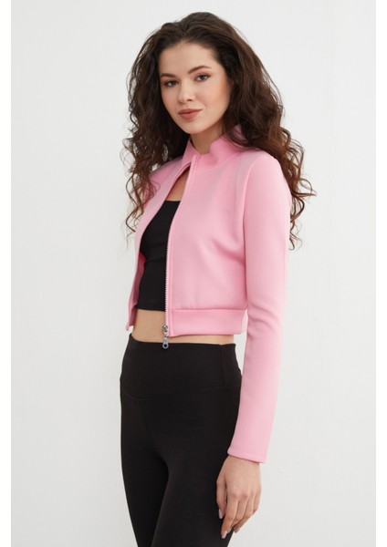 Dik Yaka Fermuarlı Dalgıç Kumaş Spor Ceket modelleri