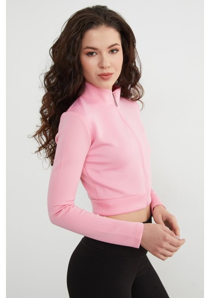 Dik Yaka Fermuarlı Dalgıç Kumaş Spor Ceket