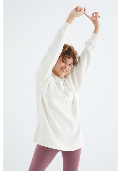 Oversize Kapüşonlu 2li Paket Ekru-Yaban Gülü Kadın Tunik Sweatshirt - 97242 modelleri
