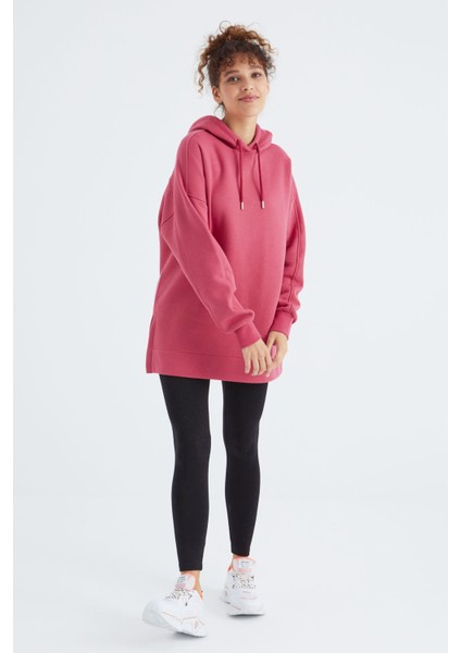 Oversize Kapüşonlu 2li Paket Ekru-Yaban Gülü Kadın Tunik Sweatshirt - 97242 fırsatları