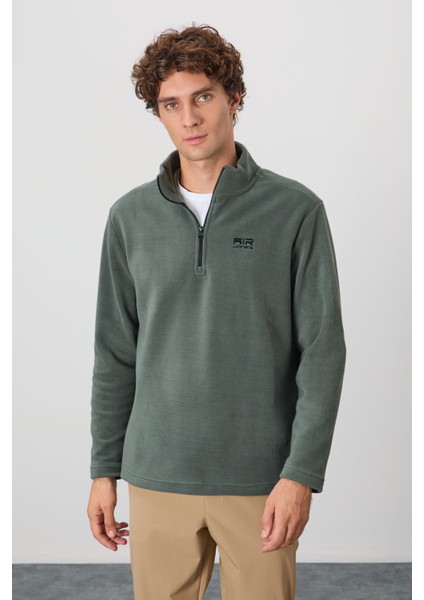 Standart Kalıp Dik Yaka 2li Paket Siyah-Çağla Erkek Polar Sweatshirt - 88310 modelleri