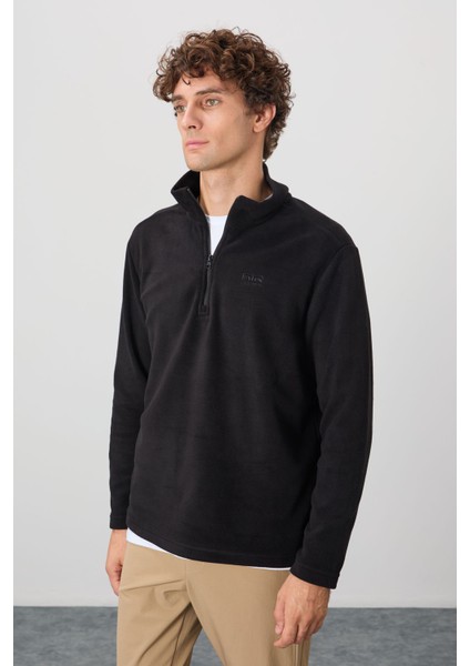 Standart Kalıp Dik Yaka 2li Paket Siyah-Çağla Erkek Polar Sweatshirt - 88310 fırsatları