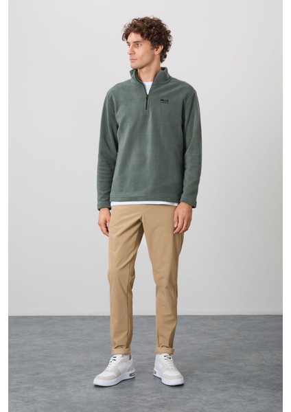 Standart Kalıp Dik Yaka 2li Paket Siyah-Çağla Erkek Polar Sweatshirt - 88310 indirimleri