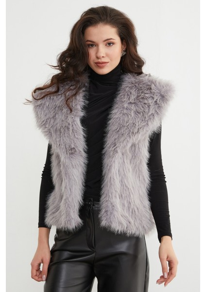 Astarlı Şal Yaka Suni Kürk Yelek modelleri