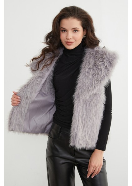 Astarlı Şal Yaka Suni Kürk Yelek indirimleri