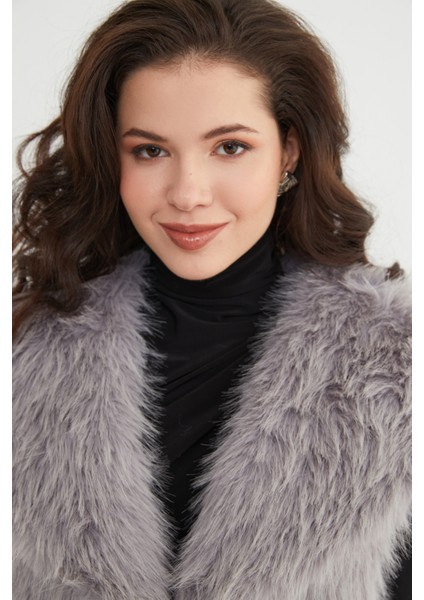 Astarlı Şal Yaka Suni Kürk Yelek