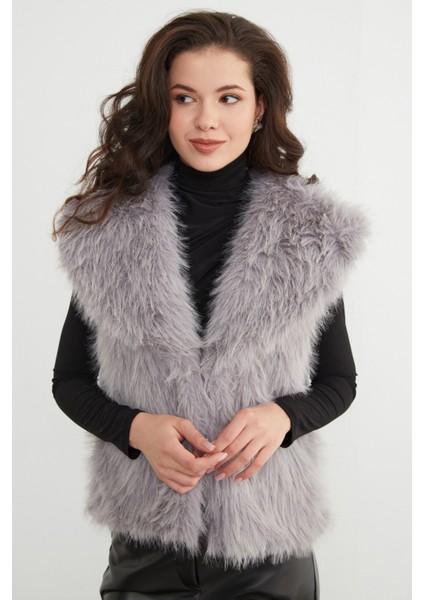 Astarlı Şal Yaka Suni Kürk Yelek