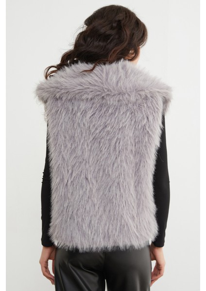 Astarlı Şal Yaka Suni Kürk Yelek