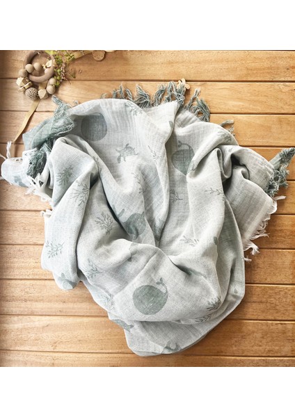 105X120 Büyük Boy Deniz Altı Hayvanları %100 Pamuk Çift Katlı Jakarlı Müslin – Mint indirimleri