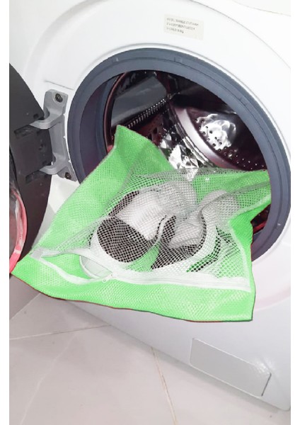 Yeşil Fermuarlı Hassas Ayakkabı Yıkama Filesi + Ayakkabı Yıkama Filesi Kapak Bağlamalı - 2li Set 0t8 fiyatları