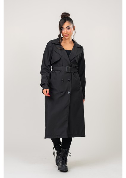 Kadın Kemerli Astarlı 120 cm Bundit Uzun Trençkot