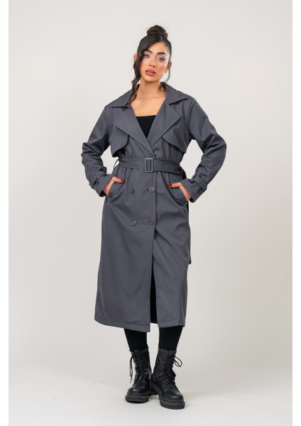 Kadın Kemerli Astarlı 120 cm Bundit Uzun Trençkot