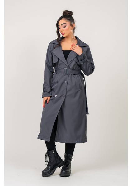Kadın Kemerli Astarlı 120 cm Bundit Uzun Trençkot fırsatları