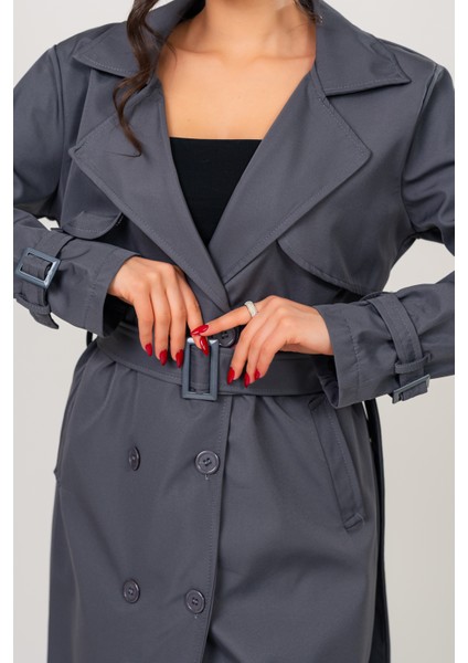 Kadın Kemerli Astarlı 120 cm Bundit Uzun Trençkot indirimleri