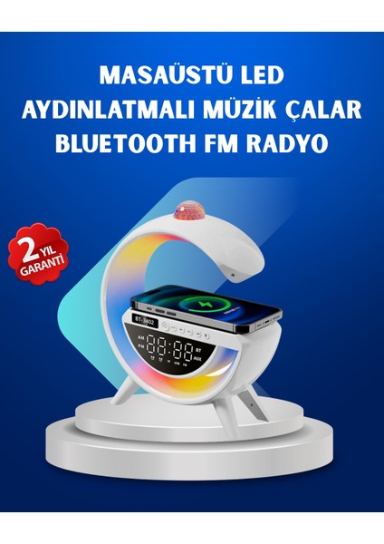 Kablosuz Şarjlı Dijital Saat Rgb Işıklı Hoparlör Çok Fonksiyonlu