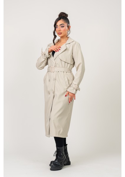 Kadın Kemerli Astarlı 120 cm Bundit Uzun Trençkot fiyatları
