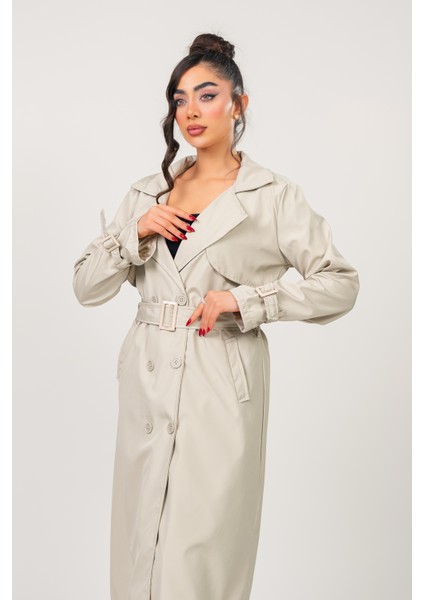 Kadın Kemerli Astarlı 120 cm Bundit Uzun Trençkot modelleri