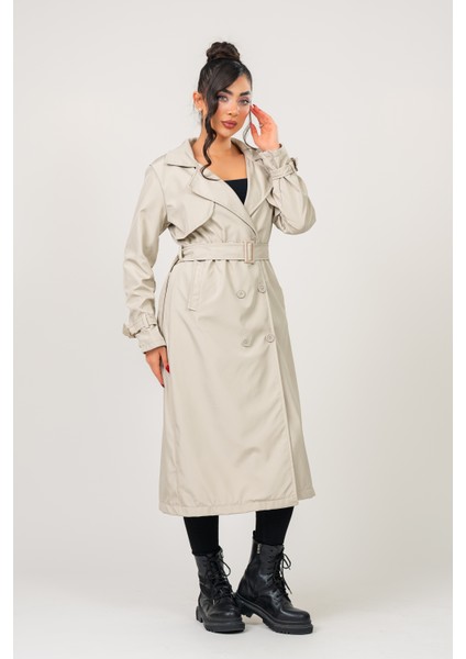 Kadın Kemerli Astarlı 120 cm Bundit Uzun Trençkot indirimleri