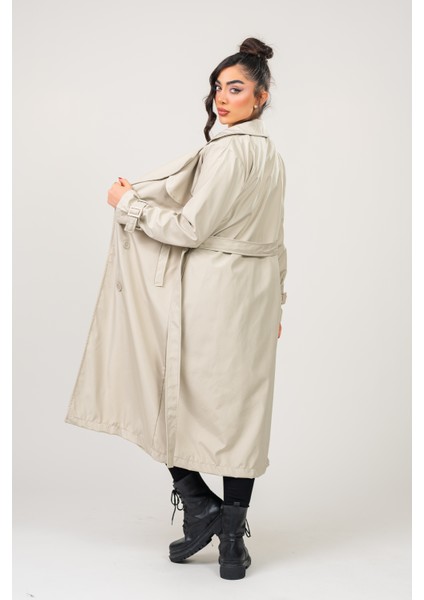 Kadın Kemerli Astarlı 120 cm Bundit Uzun Trençkot