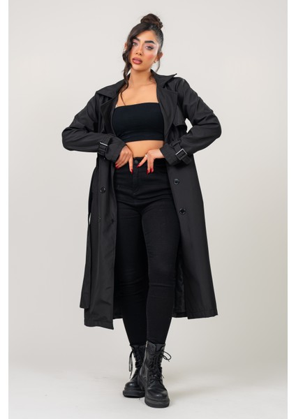 Kadın Kemerli Astarlı 120 cm Bundit Uzun Trençkot modelleri