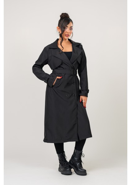 Kadın Kemerli Astarlı 120 cm Bundit Uzun Trençkot fırsatları