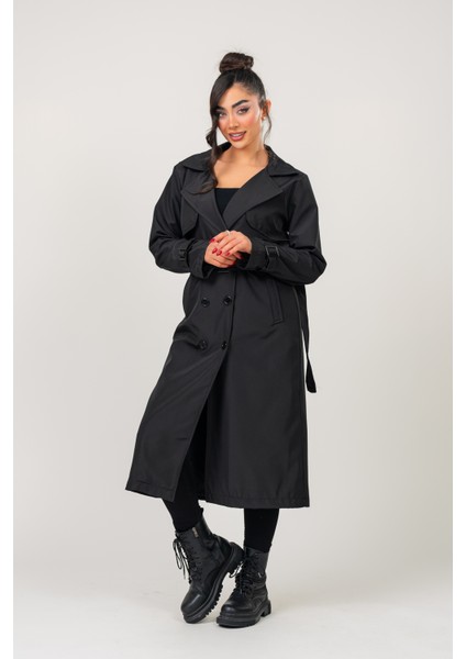 Kadın Kemerli Astarlı 120 cm Bundit Uzun Trençkot indirimleri