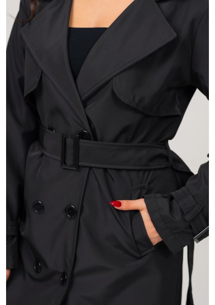 Kadın Kemerli Astarlı 120 cm Bundit Uzun Trençkot