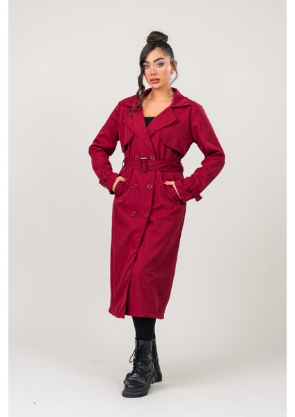 Kadın Kemerli Astarlı 120 cm Bundit Uzun Trençkot