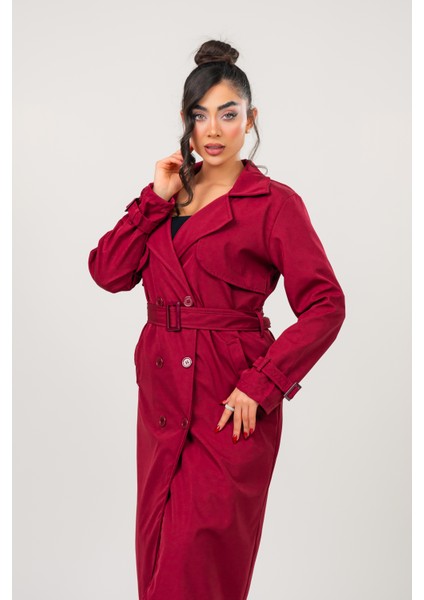 Kadın Kemerli Astarlı 120 cm Bundit Uzun Trençkot indirimleri