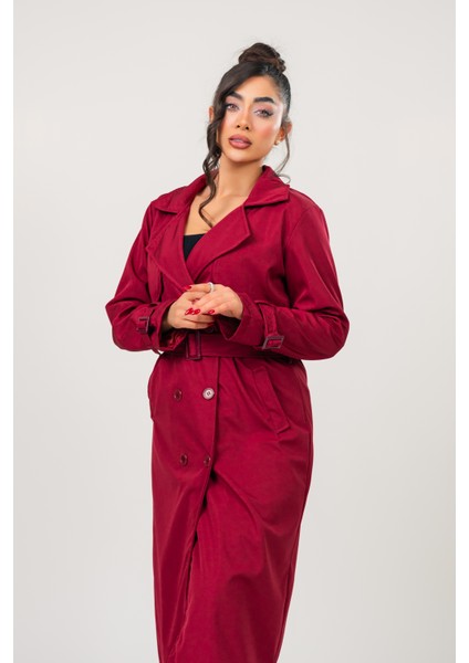 Kadın Kemerli Astarlı 120 cm Bundit Uzun Trençkot