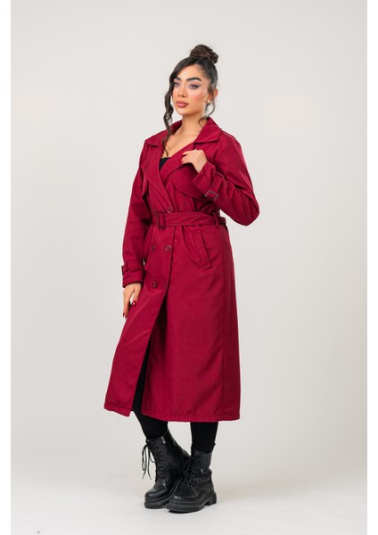 Kadın Kemerli Astarlı 120 cm Bundit Uzun Trençkot
