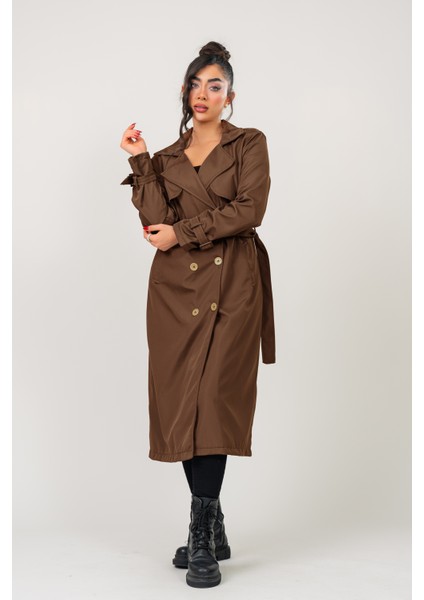 Kadın Kemerli Astarlı 120 cm Bundit Uzun Trençkot