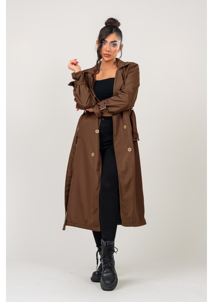 Kadın Kemerli Astarlı 120 cm Bundit Uzun Trençkot modelleri