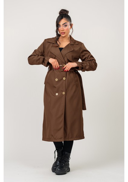 Kadın Kemerli Astarlı 120 cm Bundit Uzun Trençkot indirimleri